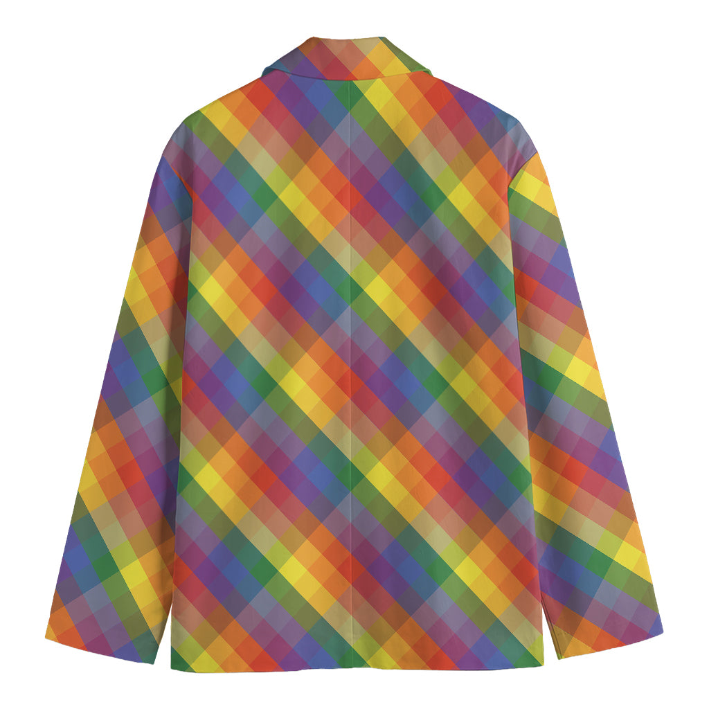 Rainbow LGBT Plaid Pattern Print Men's Blazer