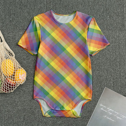 Rainbow LGBT Plaid Pattern Print Men's Bodysuit