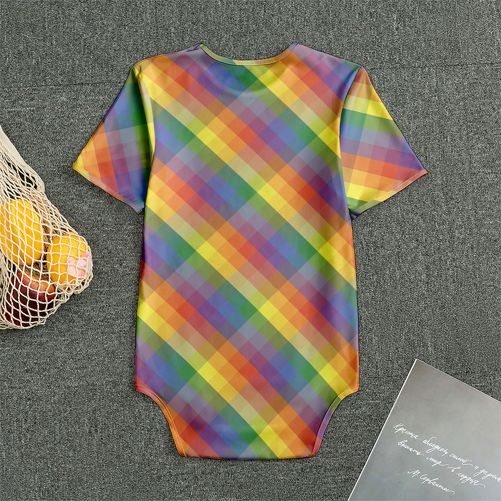 Rainbow LGBT Plaid Pattern Print Men's Bodysuit