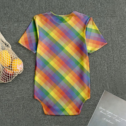 Rainbow LGBT Plaid Pattern Print Men's Bodysuit