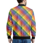 Rainbow LGBT Plaid Pattern Print Men's Bomber Jacket