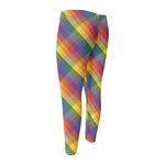 Rainbow LGBT Plaid Pattern Print Men's Compression Pants