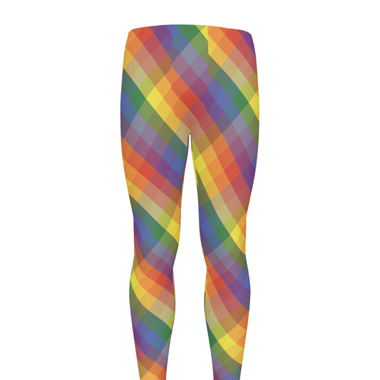 Rainbow LGBT Plaid Pattern Print Men's leggings