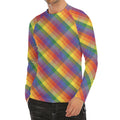 Rainbow LGBT Plaid Pattern Print Men's Long Sleeve Rash Guard