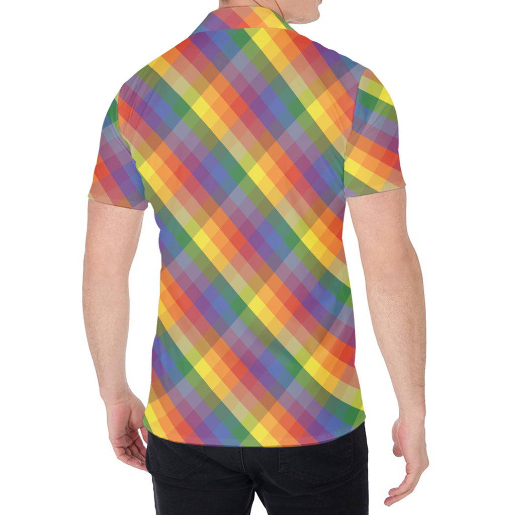 Rainbow LGBT Plaid Pattern Print Men's Shirt