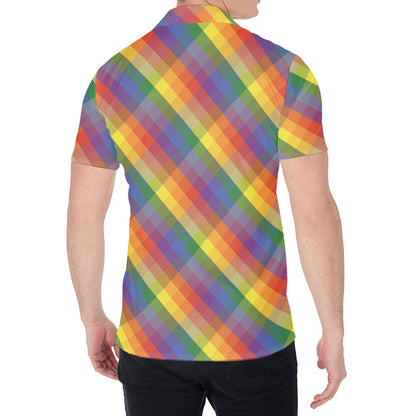 Rainbow LGBT Plaid Pattern Print Men's Shirt