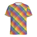 Rainbow LGBT Plaid Pattern Print Men's Athletic T-Shirt