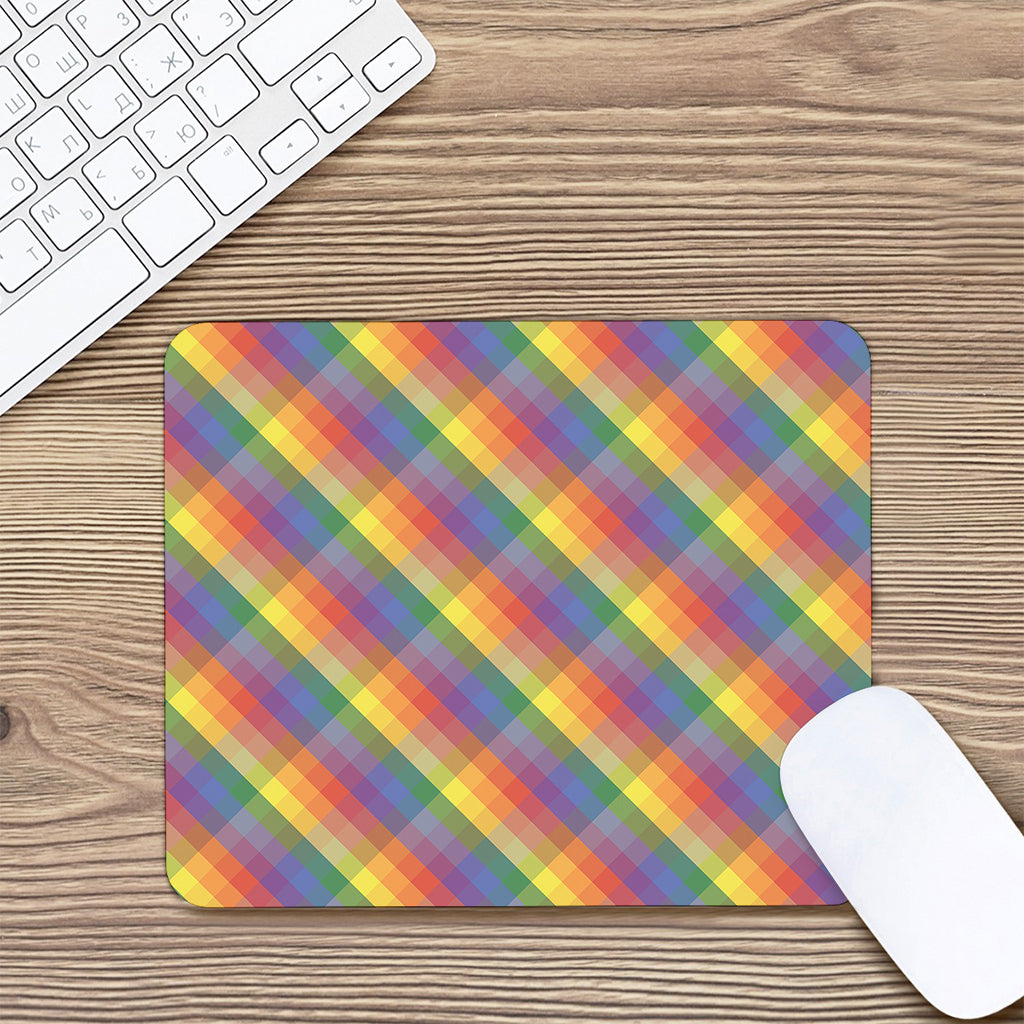 Rainbow LGBT Plaid Pattern Print Mouse Pad