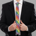 Rainbow LGBT Plaid Pattern Print Necktie