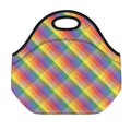 Rainbow LGBT Plaid Pattern Print Neoprene Lunch Bag