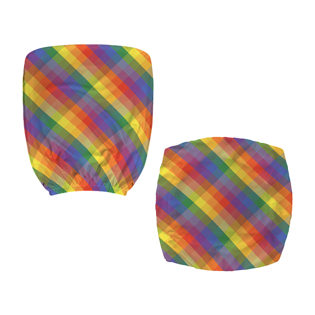 Rainbow LGBT Plaid Pattern Print Office Chair Cover