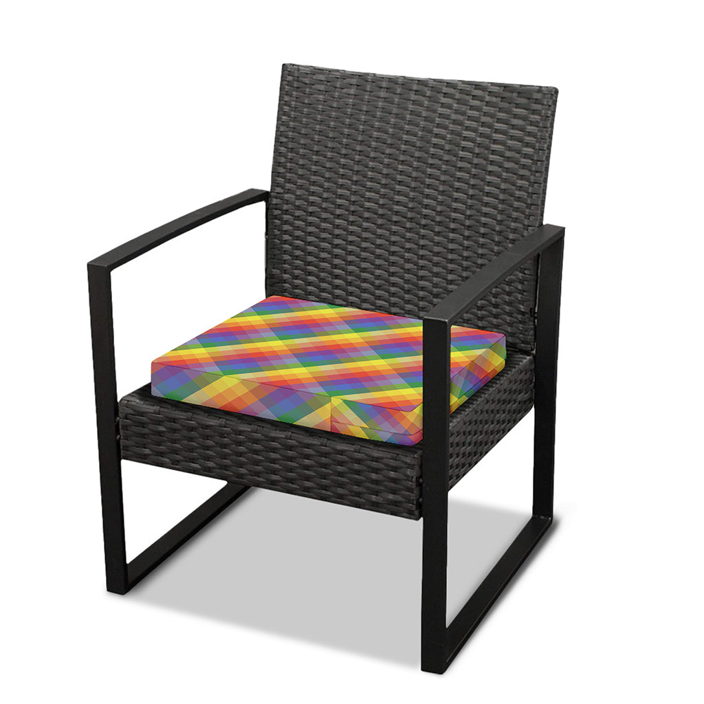 Rainbow LGBT Plaid Pattern Print Outdoor Seat Cushion Cover