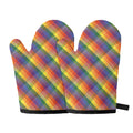 Rainbow LGBT Plaid Pattern Print Oven Mitts