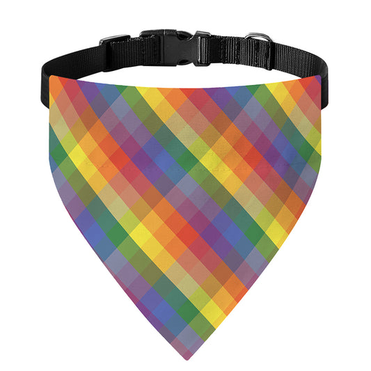 Rainbow LGBT Plaid Pattern Print Over The Collar Dog Bandana