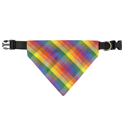 Rainbow LGBT Plaid Pattern Print Over The Collar Dog Bandana