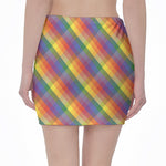 Rainbow LGBT Plaid Pattern Print Pencil Mini Skirt