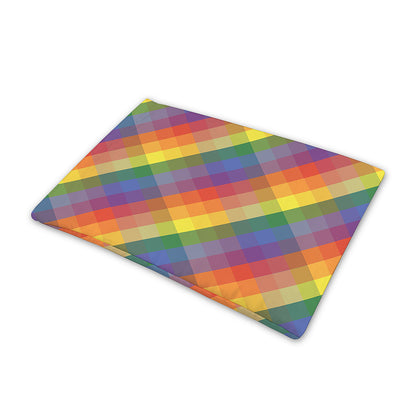 Rainbow LGBT Plaid Pattern Print Pet Cooling Mat Cover