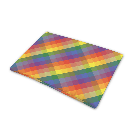 Rainbow LGBT Plaid Pattern Print Pet Cooling Mat Cover