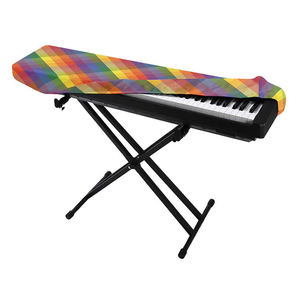 Rainbow LGBT Plaid Pattern Print Piano Keyboard Cover