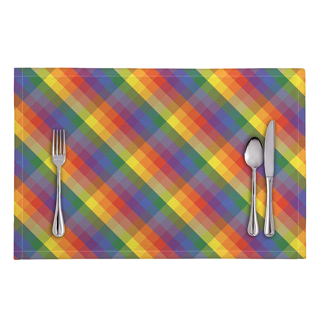 Rainbow LGBT Plaid Pattern Print Placemat