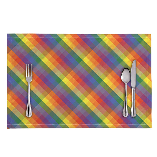 Rainbow LGBT Plaid Pattern Print Placemat