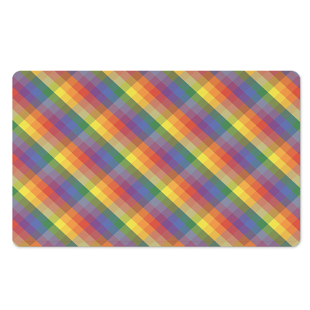 Rainbow LGBT Plaid Pattern Print Polyester Doormat