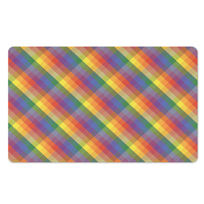 Rainbow LGBT Plaid Pattern Print Polyester Doormat