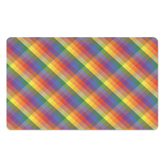 Rainbow LGBT Plaid Pattern Print Polyester Doormat