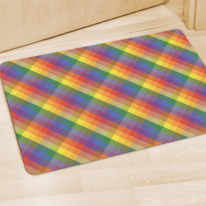 Rainbow LGBT Plaid Pattern Print Polyester Doormat
