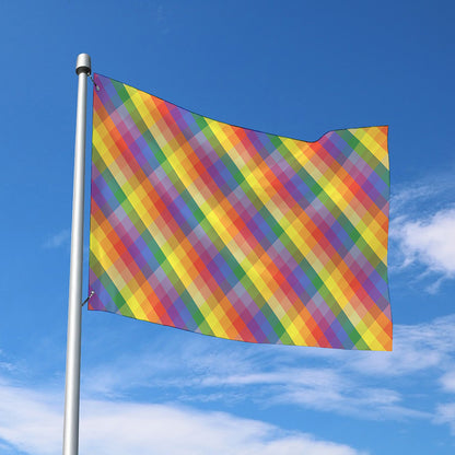 Rainbow LGBT Plaid Pattern Print Polyester Flag