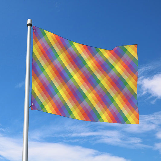 Rainbow LGBT Plaid Pattern Print Polyester Flag