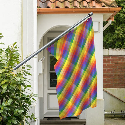 Rainbow LGBT Plaid Pattern Print Polyester Flag