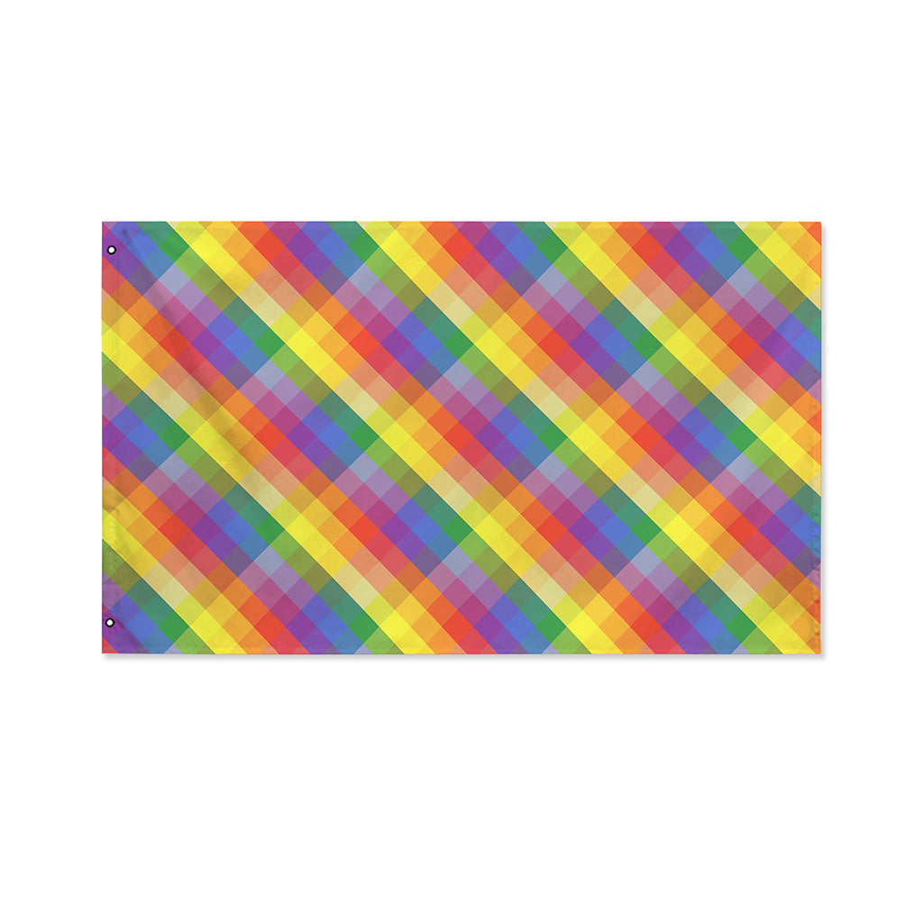 Rainbow LGBT Plaid Pattern Print Polyester Flag