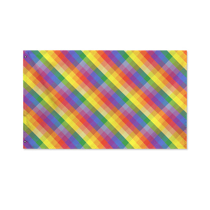 Rainbow LGBT Plaid Pattern Print Polyester Flag