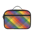 Rainbow LGBT Plaid Pattern Print Portable Lunch Bag