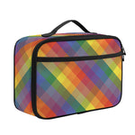 Rainbow LGBT Plaid Pattern Print Portable Lunch Bag