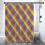 Rainbow LGBT Plaid Pattern Print Premium Shower Curtain
