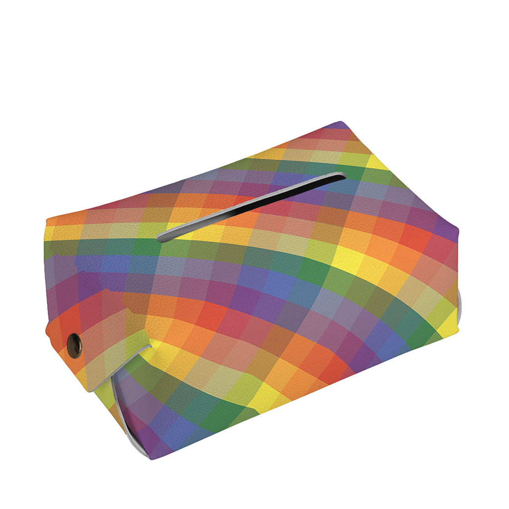 Rainbow LGBT Plaid Pattern Print Rectangle Tissue Box Cover