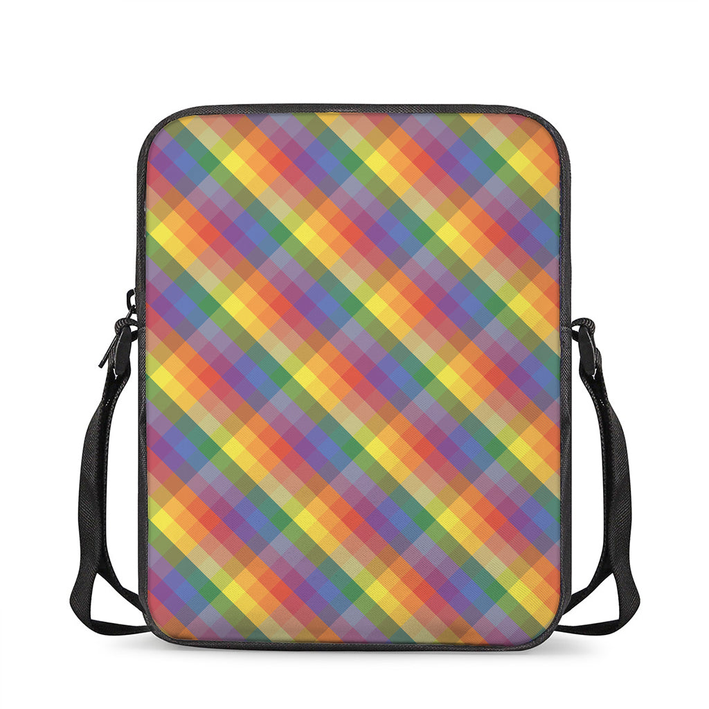 Rainbow LGBT Plaid Pattern Print Rectangular Crossbody Bag