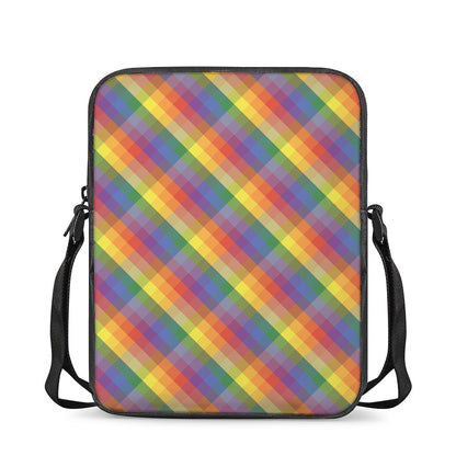 Rainbow LGBT Plaid Pattern Print Rectangular Crossbody Bag