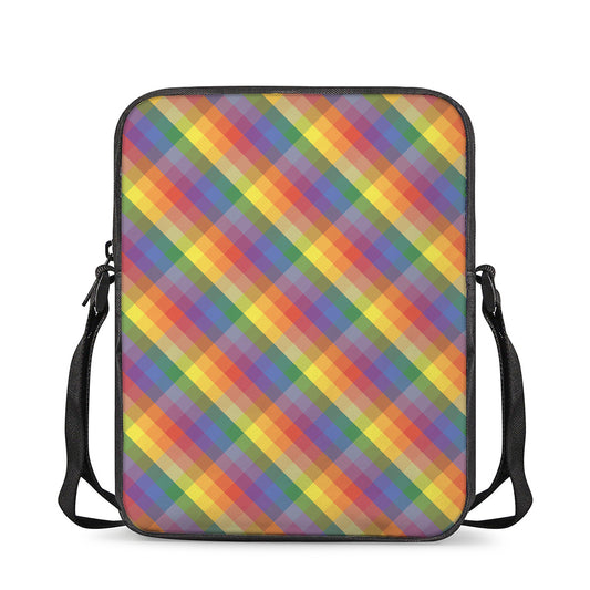 Rainbow LGBT Plaid Pattern Print Rectangular Crossbody Bag