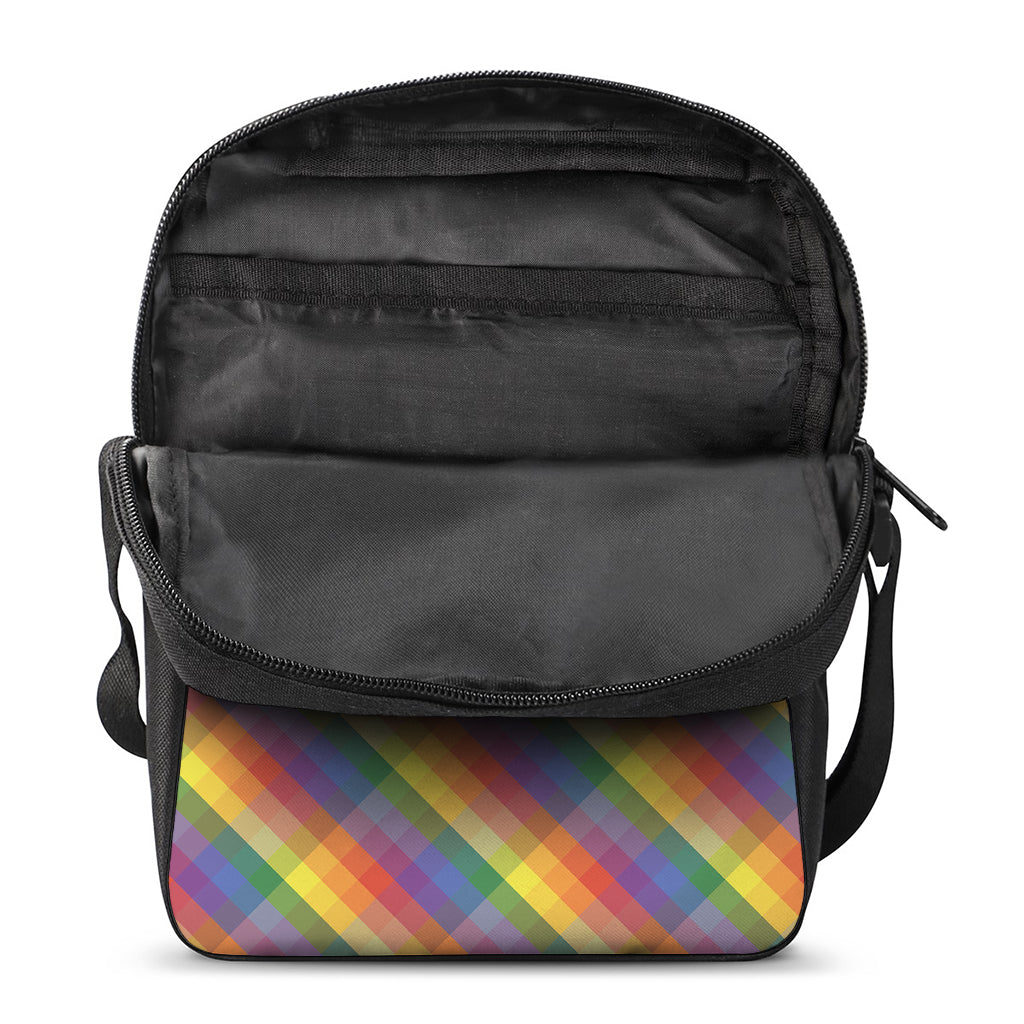 Rainbow LGBT Plaid Pattern Print Rectangular Crossbody Bag