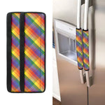 Rainbow LGBT Plaid Pattern Print Refrigerator Handle Covers