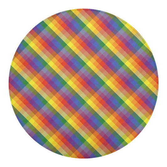 Rainbow LGBT Plaid Pattern Print Round Blanket