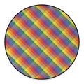 Rainbow LGBT Plaid Pattern Print Round Floor Mat