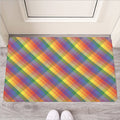 Rainbow LGBT Plaid Pattern Print Rubber Doormat