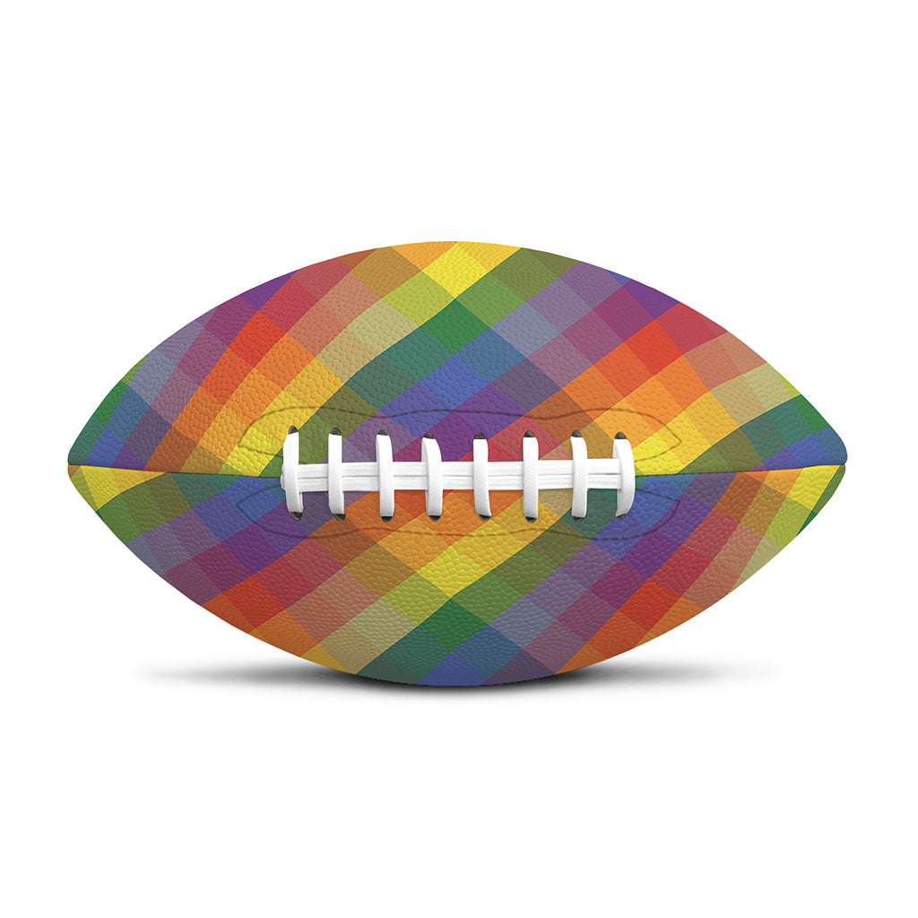 Rainbow LGBT Plaid Pattern Print Rugby Ball