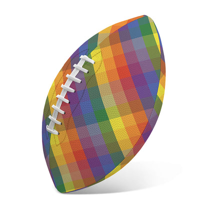 Rainbow LGBT Plaid Pattern Print Rugby Ball