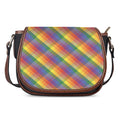 Rainbow LGBT Plaid Pattern Print Saddle Bag