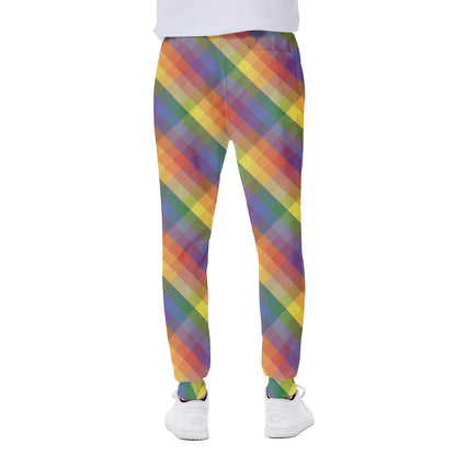 Rainbow LGBT Plaid Pattern Print Scuba Joggers